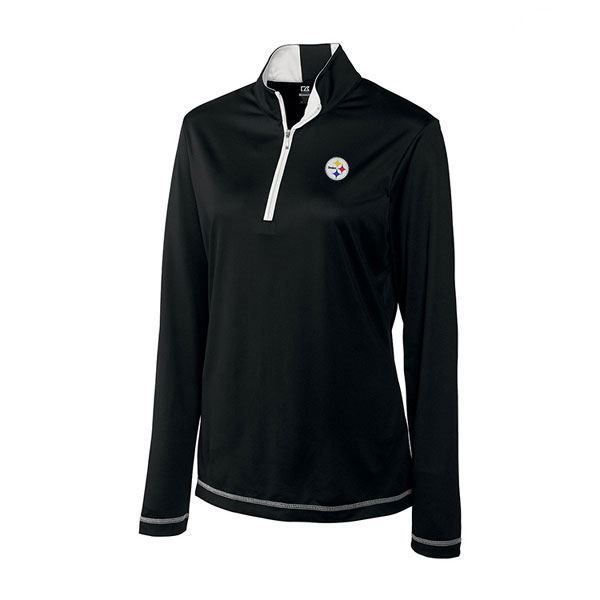 Pittsburgh Steelers Cutter & Buck Women's DryTec Black 1/4 Zip Mock Fleece