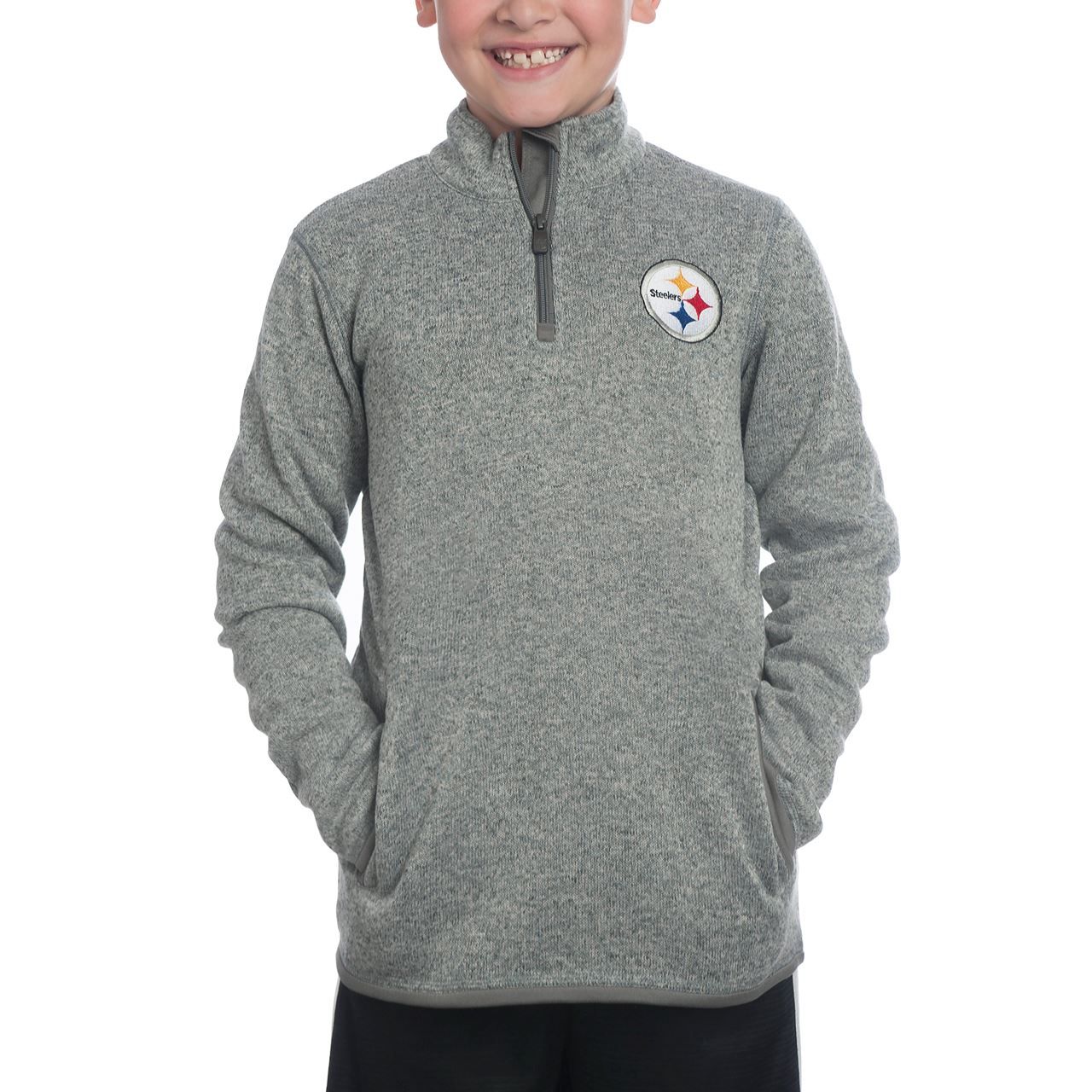 Pittsburgh Steelers Boys 1/4 Zip Knit Sweater Fleece Jacket