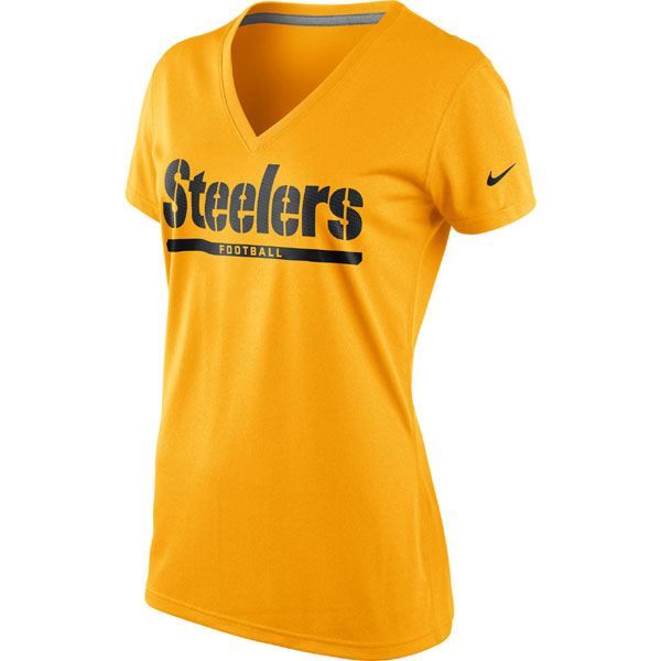 Pittsburgh Steelers Nike Women's Legend Gold V-Neck Dri-FIT T-Shirt
