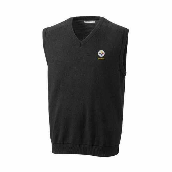 Pittsburgh Steelers Cutter & Buck Broadview Black Sweater Vest