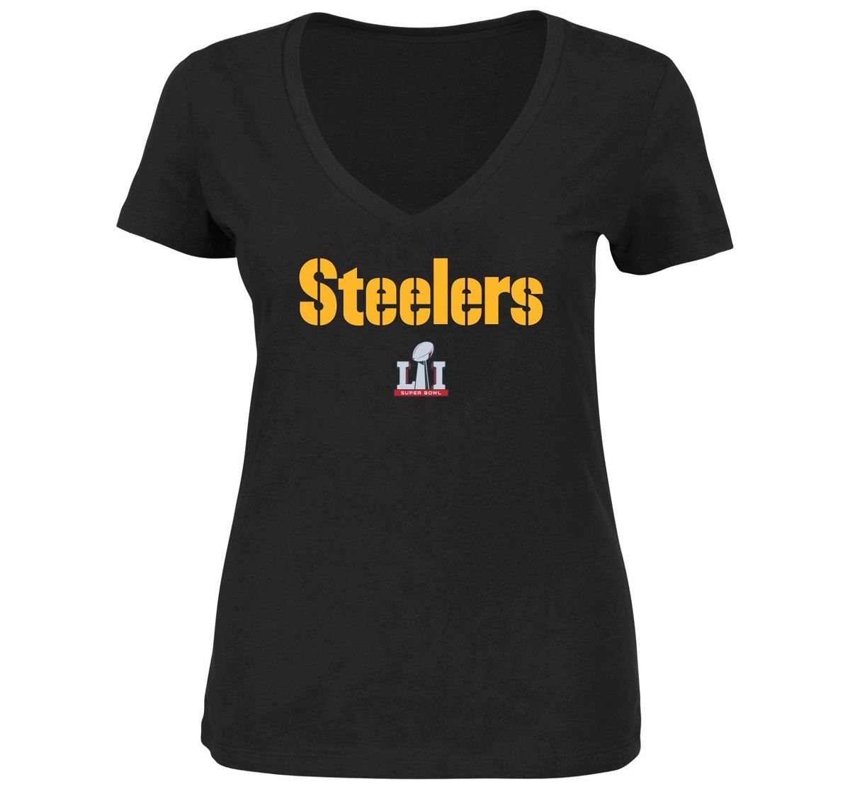 Pittsburgh Steelers Women's Plus Size SB LI Stencil Short Sleeve T-Shirt