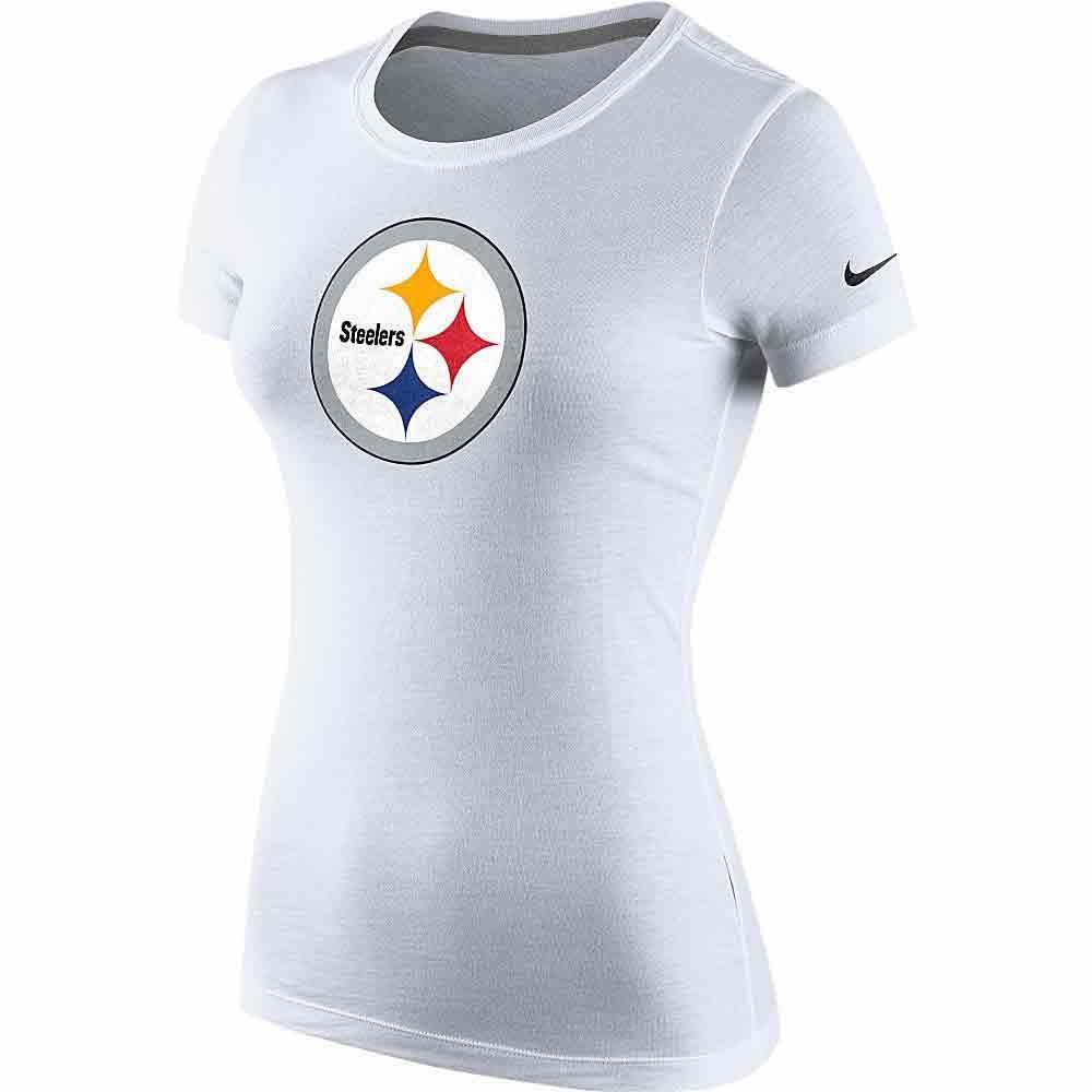 Pittsburgh Steelers Nike Women's Logo Cotton Crew White T-Shirt