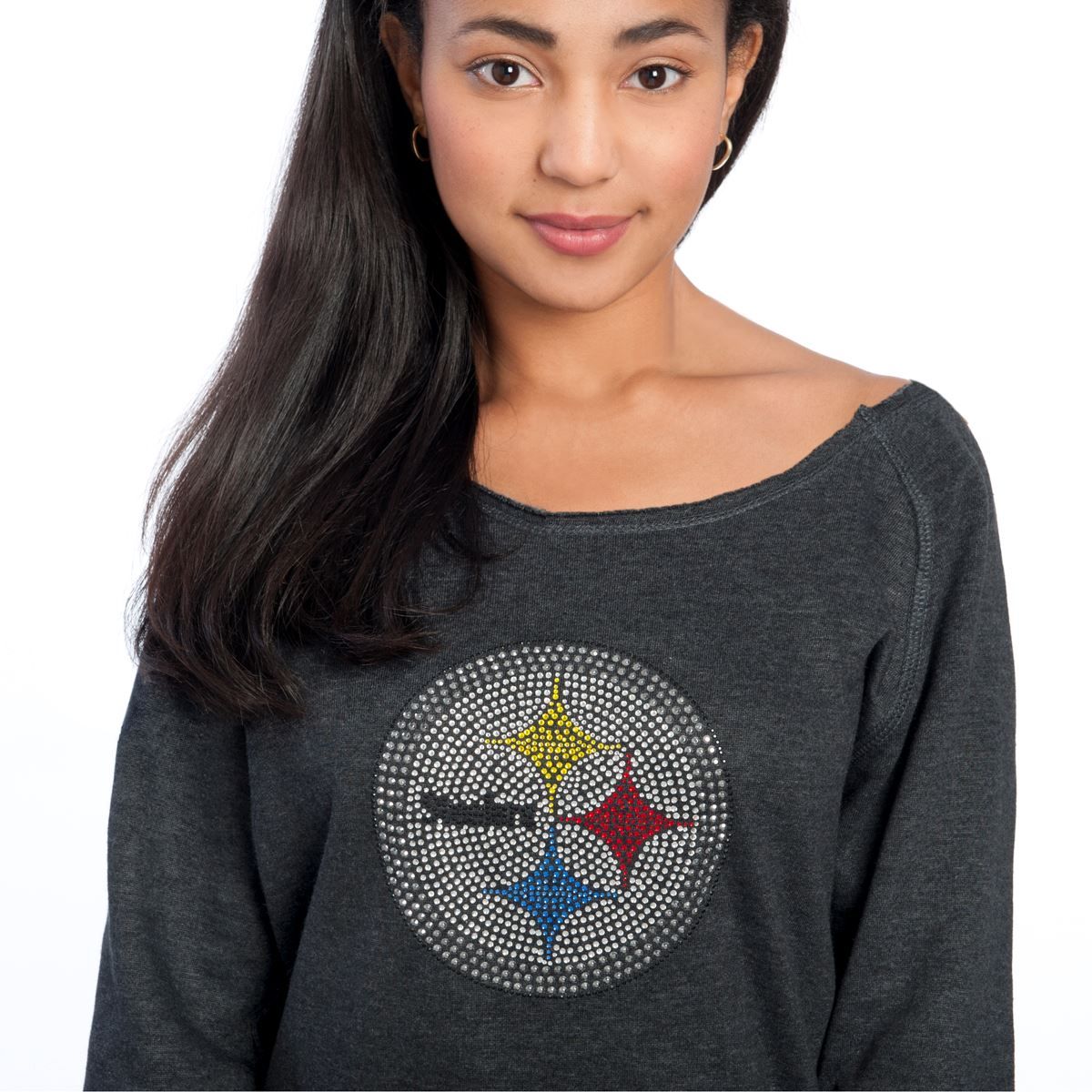 Pittsburgh Steelers Women's Off the Shoulder Sideliner II Oversized Fleece