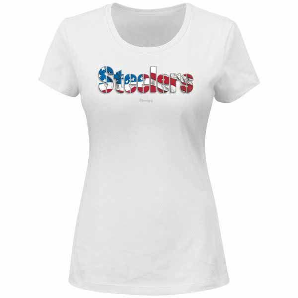 Pittsburgh Steelers Women's Patriotic White T-Shirt 3 Pittsburgh Steelers Women's Patriotic White T-Shirt