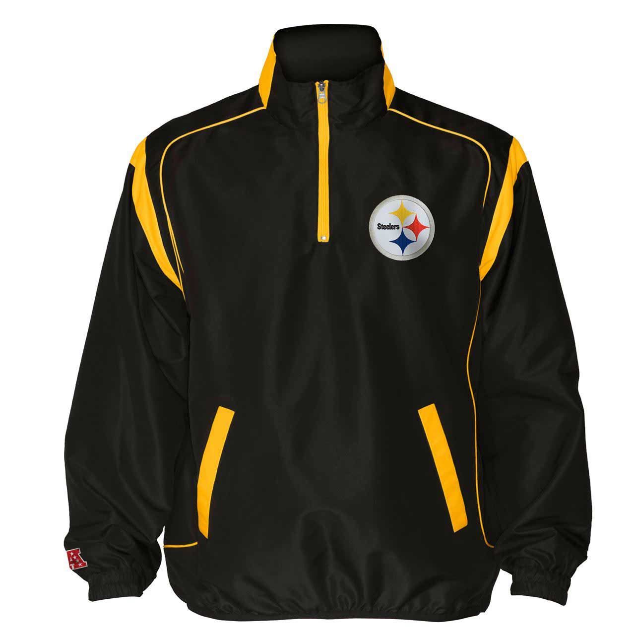 Pittsburgh Steelers Pass Protection 1/4 Zip Lightweight Black Pullover Jacket