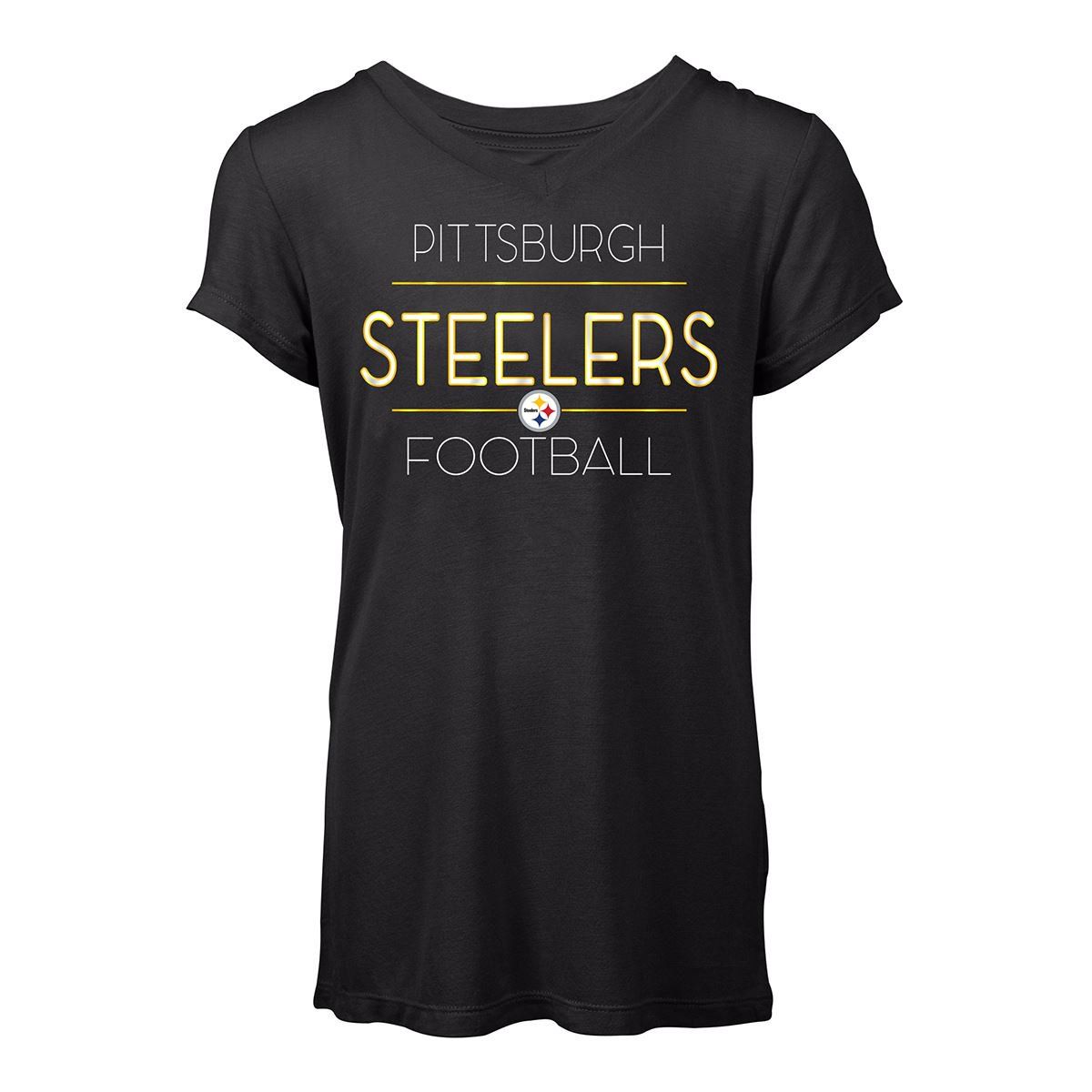 Pittsburgh Steelers Women's New Era Jersey Short Sleeve V-Neck Tee 4 Pittsburgh Steelers Women's New Era Jersey Short Sleeve V-Neck Tee