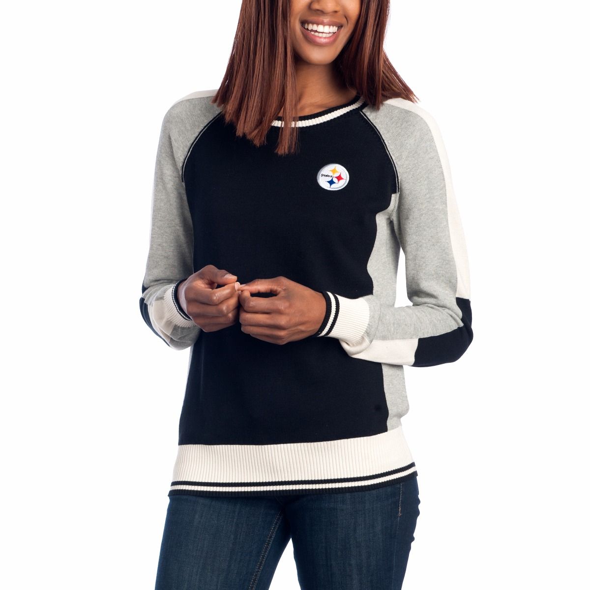 Pittsburgh Steelers Cutter & Buck Women's Stride Colorblock Sweater