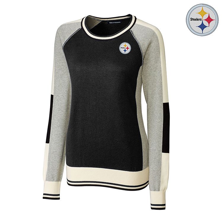 Pittsburgh Steelers Cutter & Buck Women's Stride Colorblock Sweater 4 Pittsburgh Steelers Cutter & Buck Women's Stride Colorblock Sweater