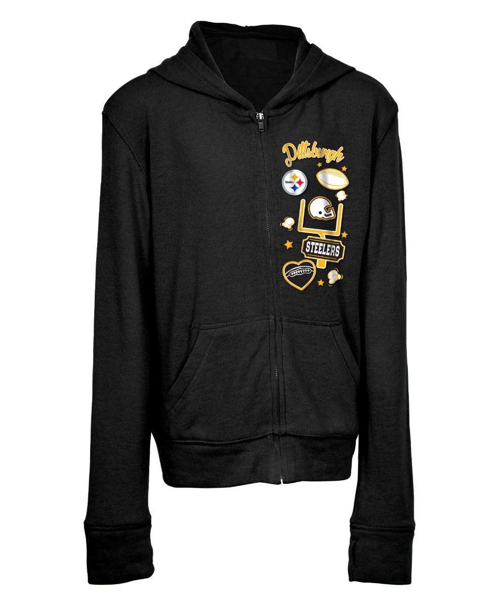 Pittsburgh Steelers Girl's New Era Full Zip Sweater Hood
