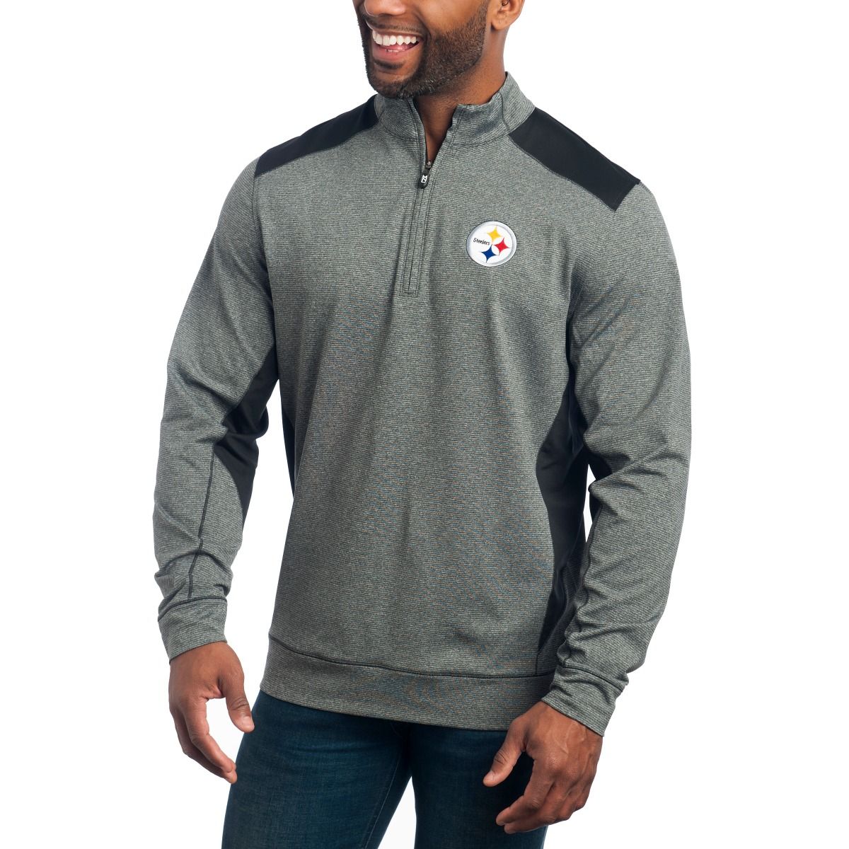 Pittsburgh Steelers Cutter & Buck Shoreline Colorblock 1/4 Zip Top