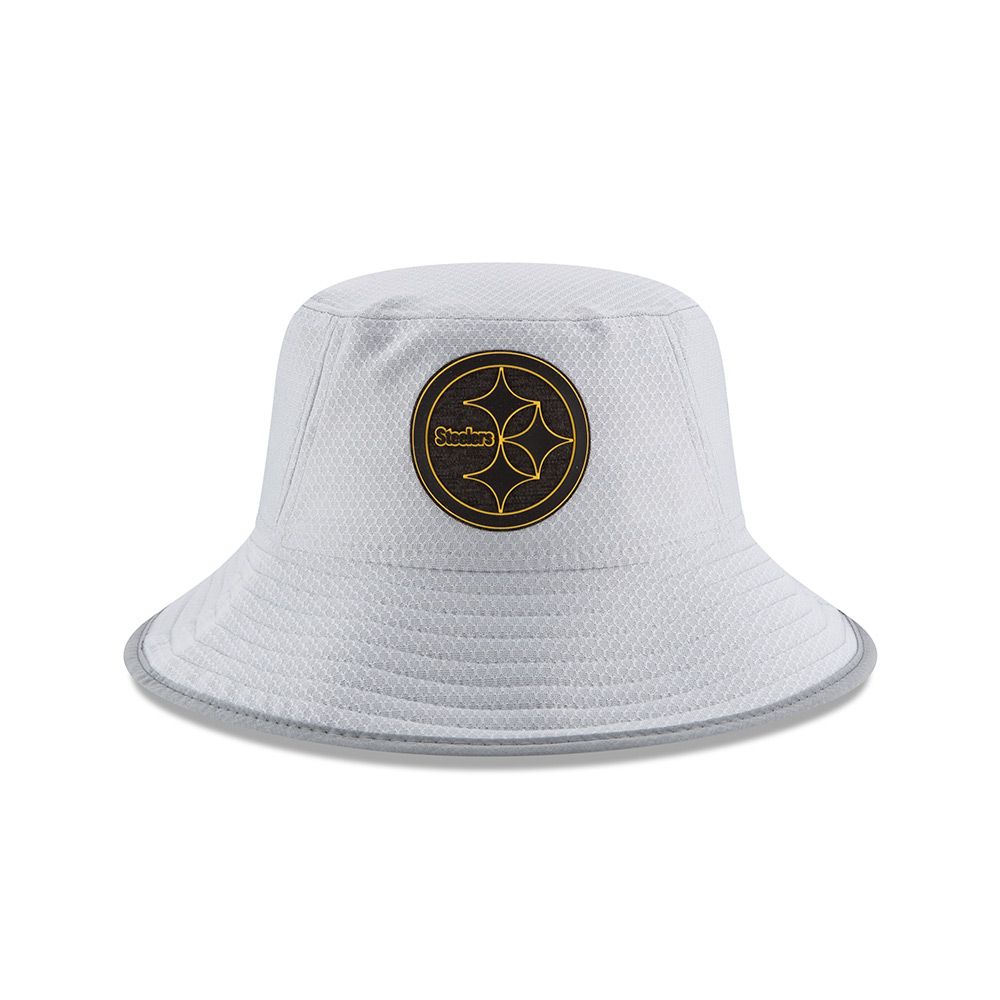 Pittsburgh Steelers New Era Grey Sideline Training Bucket Hat