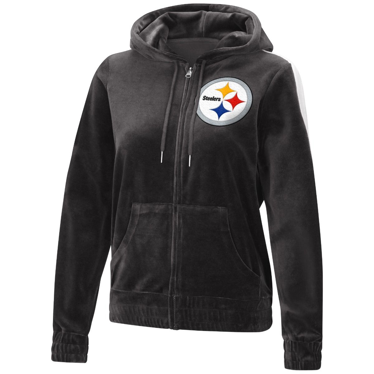 Pittsburgh Steelers Women's Plus Size Laid Black Velour Hoodie