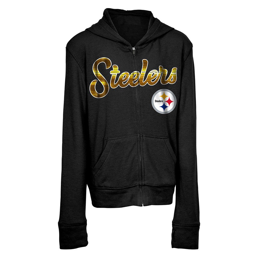 Pittsburgh Steelers Girls' Full Zip Knit Sweater