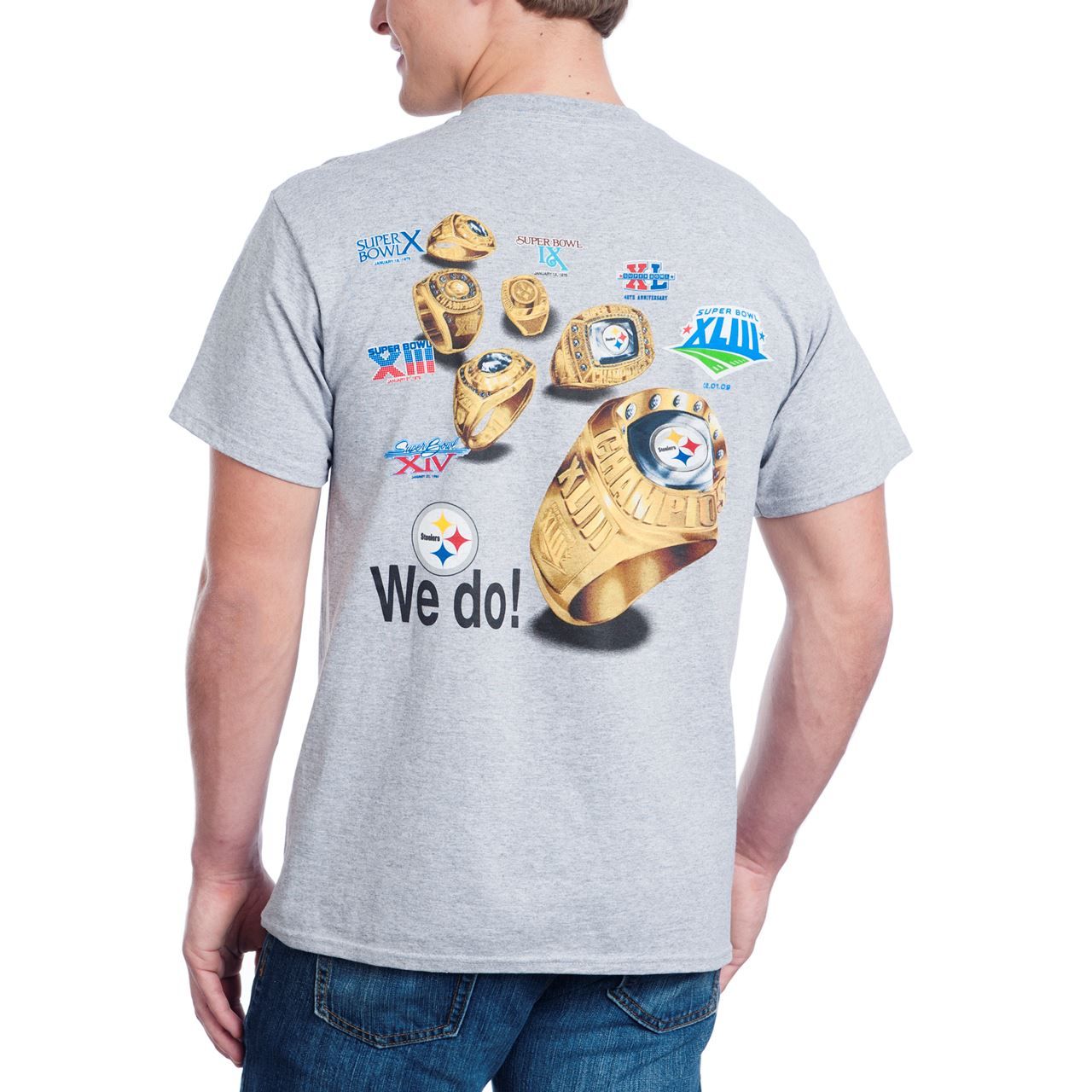 Pittsburgh Steelers Got Six Rings 2-Sided Grey T-Shirt