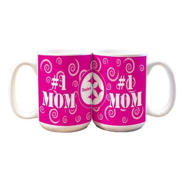 EXCLUSIVE Pittsburgh Steelers #1 Mom Mug Pink Swirls