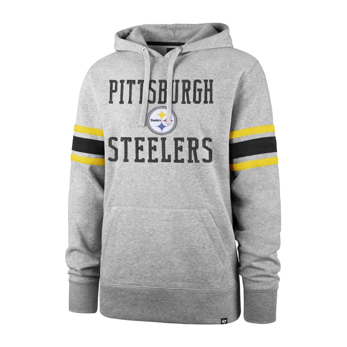 Pittsburgh Steelers '47 Double Block Sleeve Stripe Fleece Hoodie