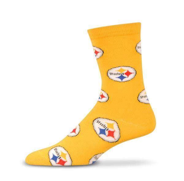 Pittsburgh Steelers All Over Logo Gold Socks