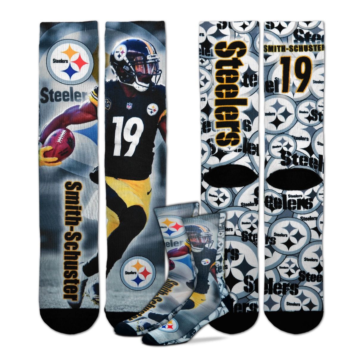 Pittsburgh Steelers #19 JuJu Smith-Schuster Socks 4 Pittsburgh Steelers #19 JuJu Smith-Schuster Socks