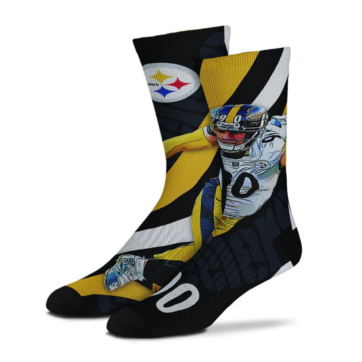 Pittsburgh Steelers #90 T.J. Watt Player Stripe Crew Sock 3 Pittsburgh Steelers #90 T.J. Watt Player Stripe Crew Sock
