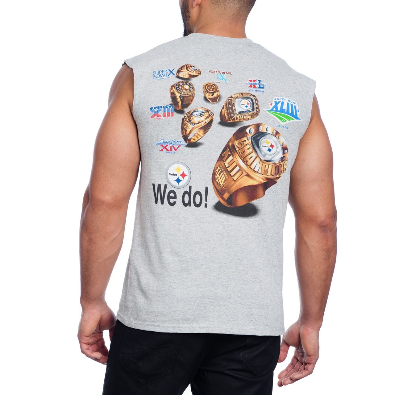 Pittsburgh Steelers Got Six Rings 2-Sided Grey Sleeveless T-Shirt