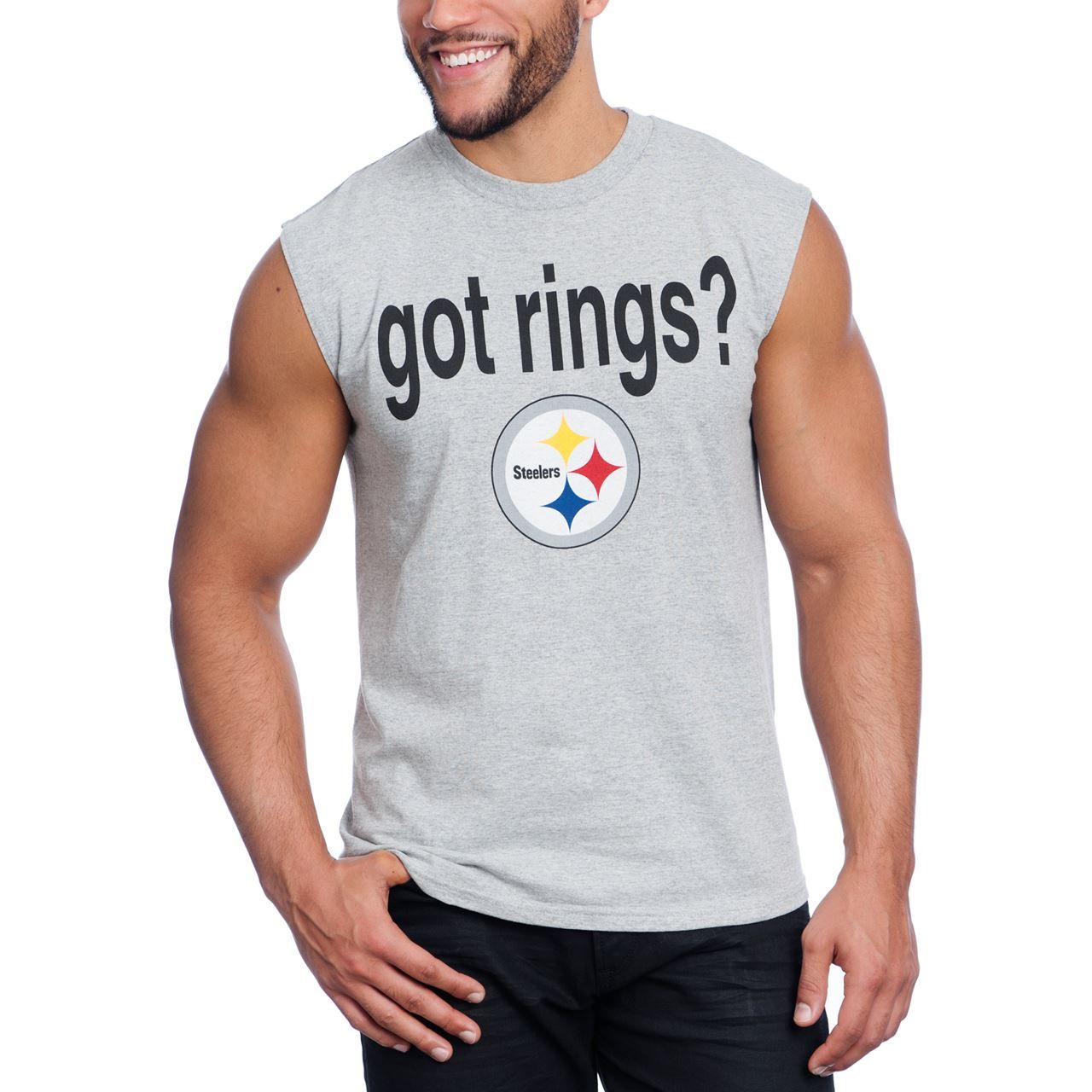 Pittsburgh Steelers Got Six Rings 2-Sided Grey Sleeveless T-Shirt 4 Pittsburgh Steelers Got Six Rings 2-Sided Grey Sleeveless T-Shirt